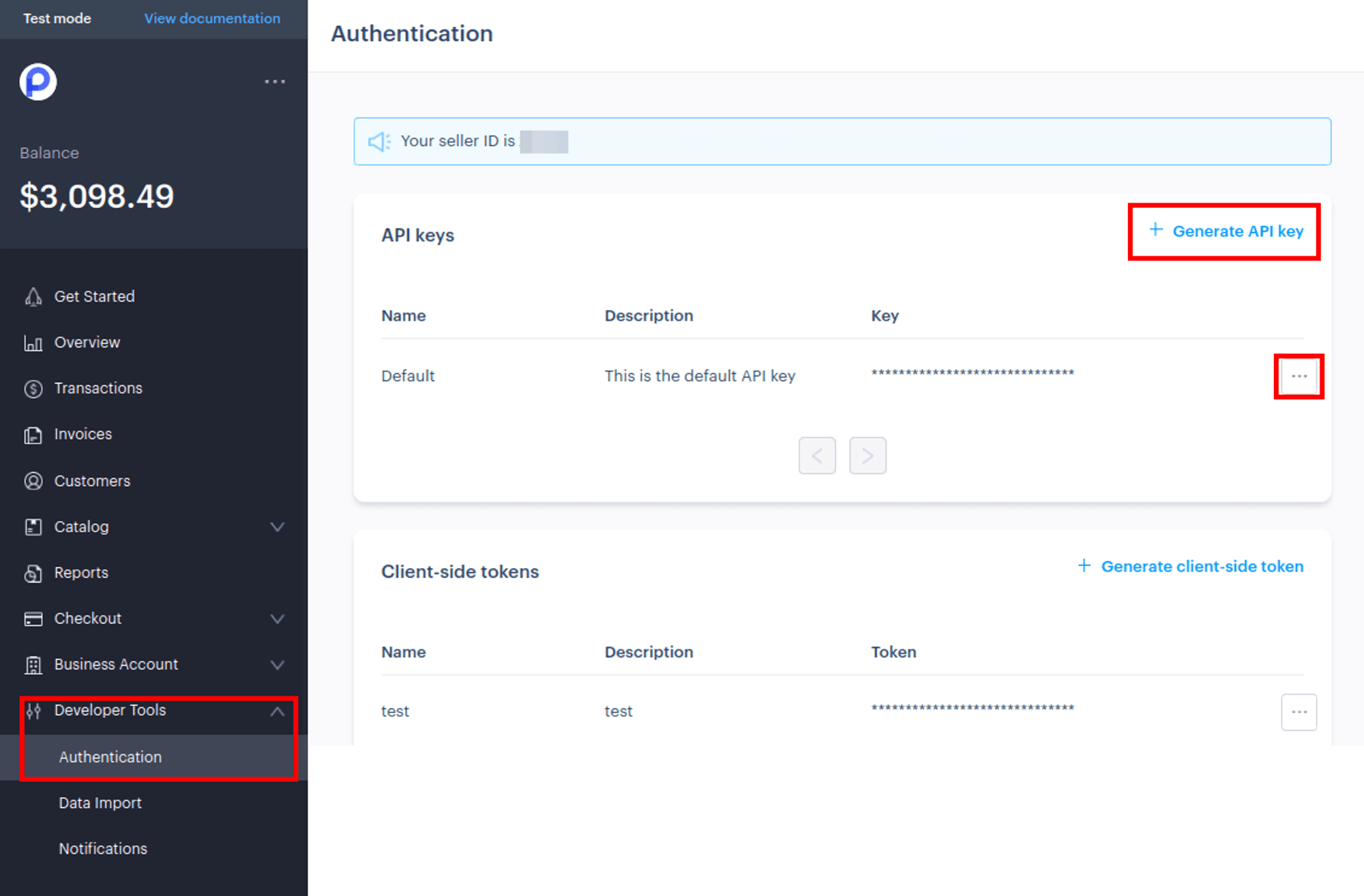 Paddle - Generate API Key Page