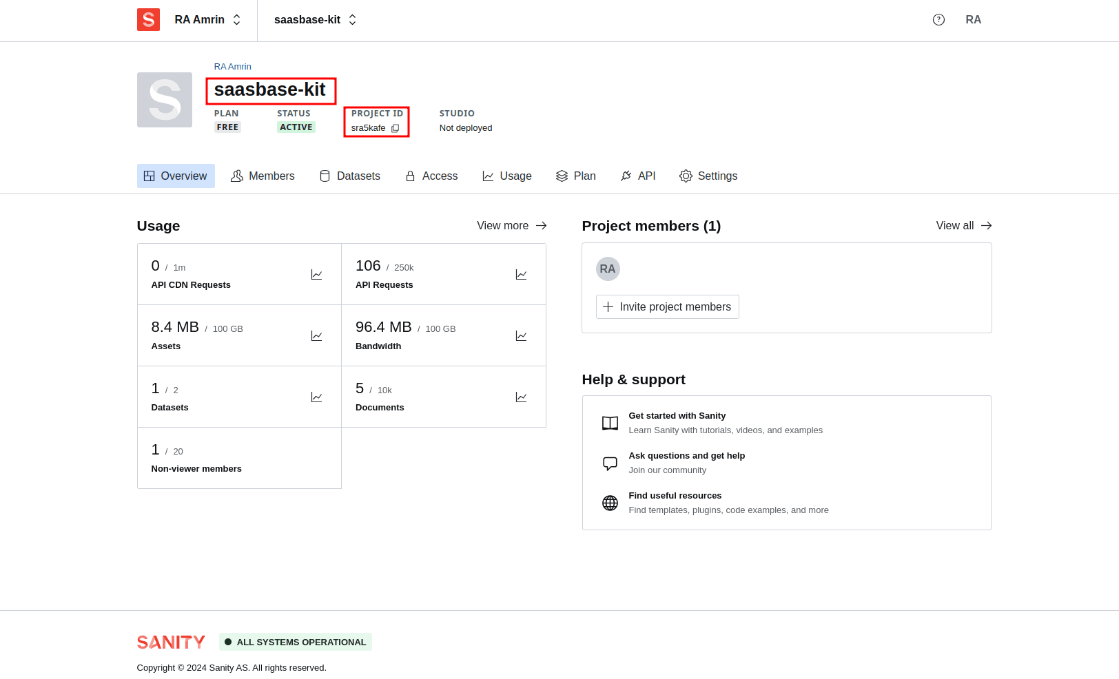 Sanity - Project Dashboard